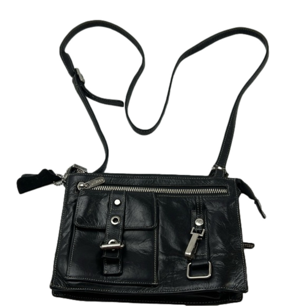 Danier black leather crossbody bag purse